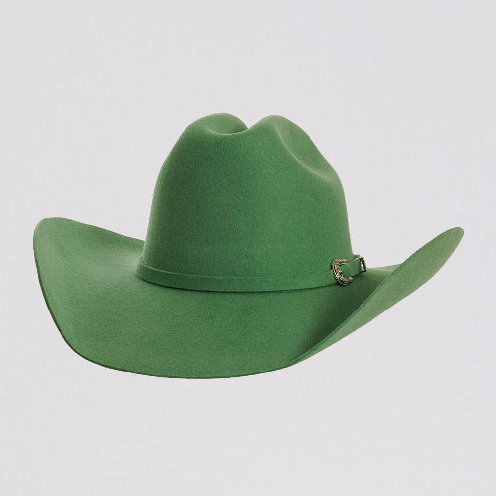 100% Wool Felt Western Cowboy Hat - Style Cattleman: White / LG