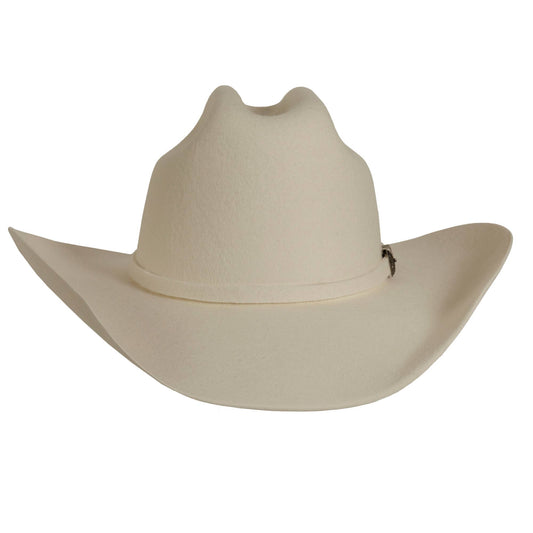 100% Wool Felt Western Cowboy Hat - Style Cattleman: White / XL
