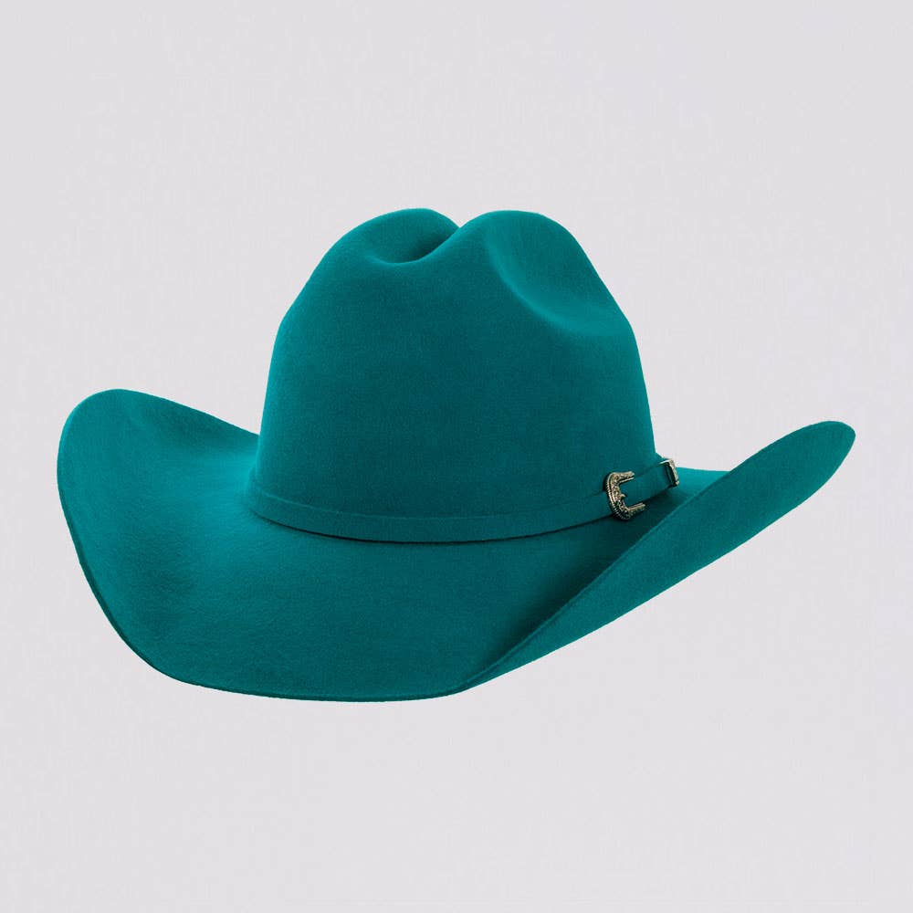 100% Wool Felt Western Cowboy Hat - Style Cattleman: White / LG