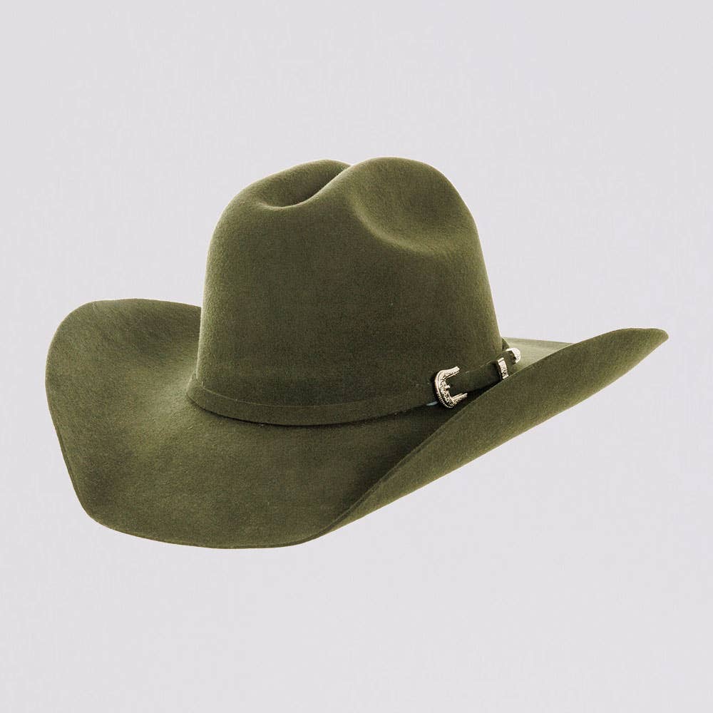 100% Wool Felt Western Cowboy Hat - Style Cattleman: White / XL