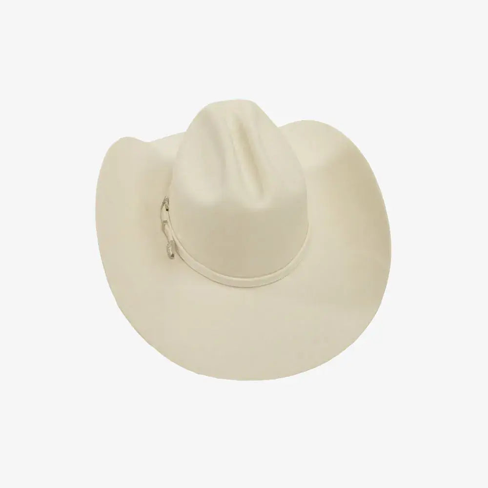 100% Wool Felt Western Cowboy Hat - Style Cattleman: White / LG