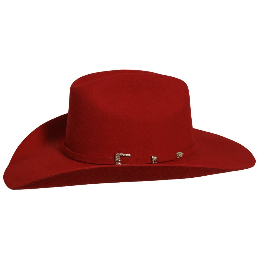 100% Wool Felt Western Cowboy Hat - Style Cattleman: White / SM