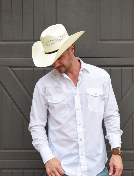 Bangora Straw Western Cowboy Hat - Style Bozeman: Cream / LG
