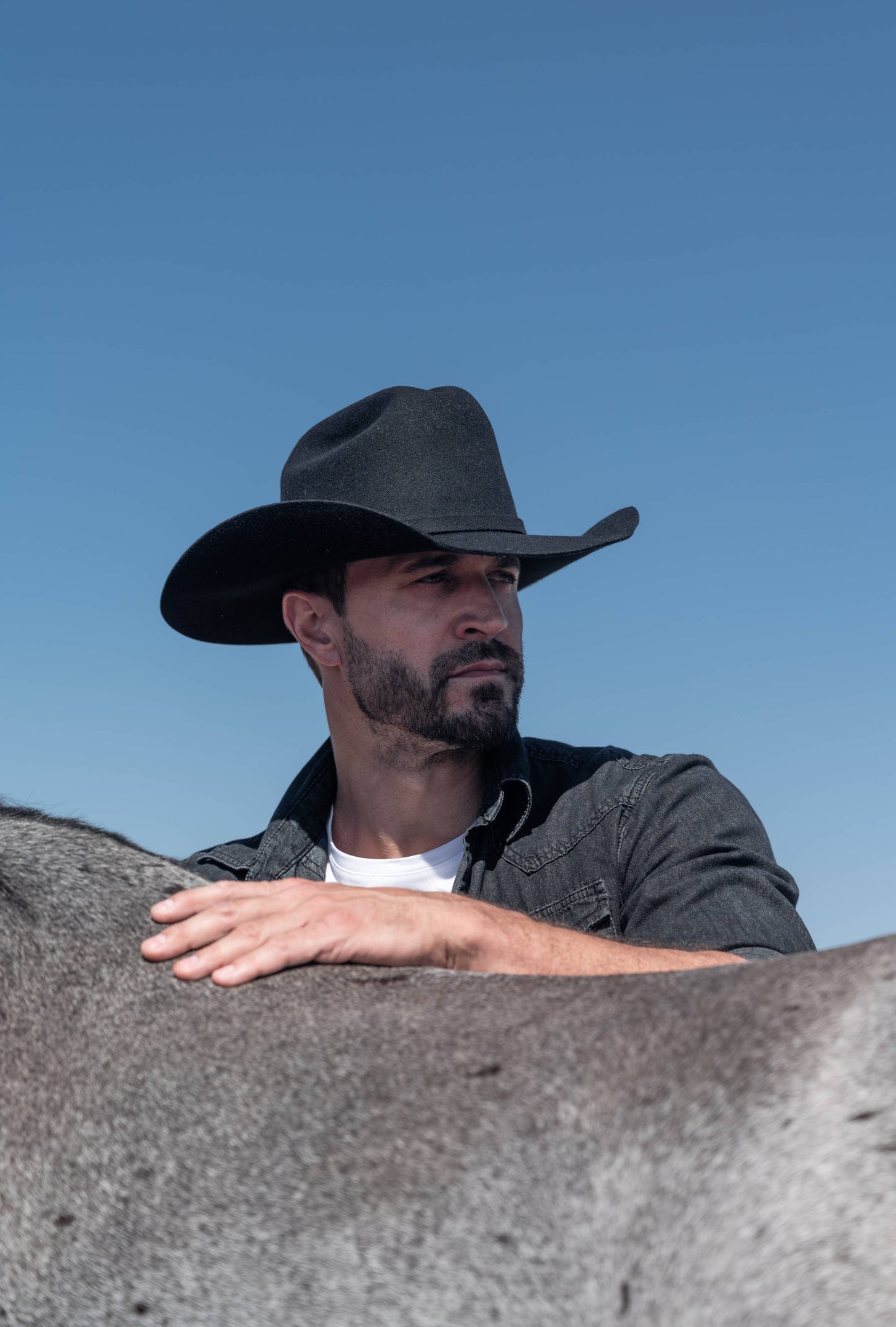 100% Wool Felt Western Cowboy Hat - Style Cattleman: White / SM